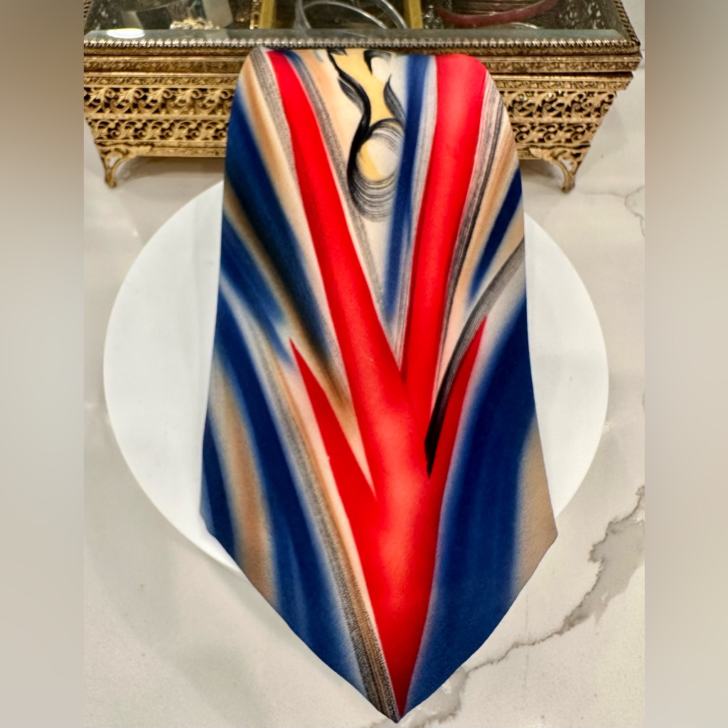 Vintage Hand Painted & Hand Tailored Silk Tie - Marmen Of California Vguc